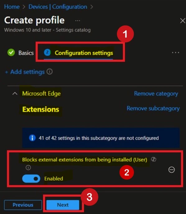 Enabling the Block external extensions policy